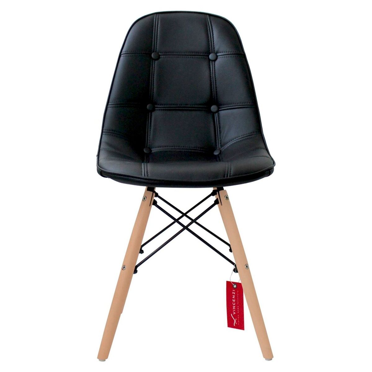 VINCENZI - Pack de 4 Sillas Capitoné York Negra