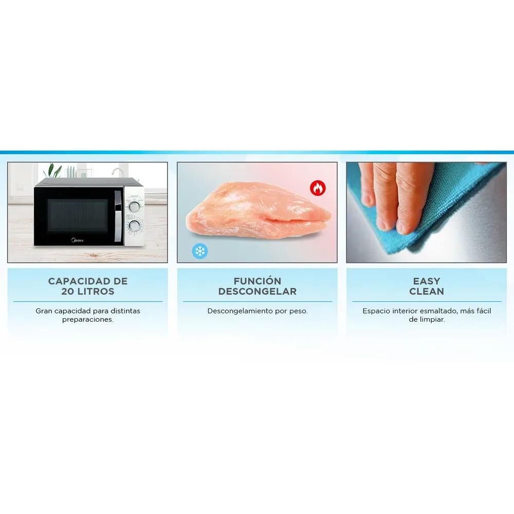 Microondas Mecánico 20 Litros 1050-700W - Blanco, foto 9