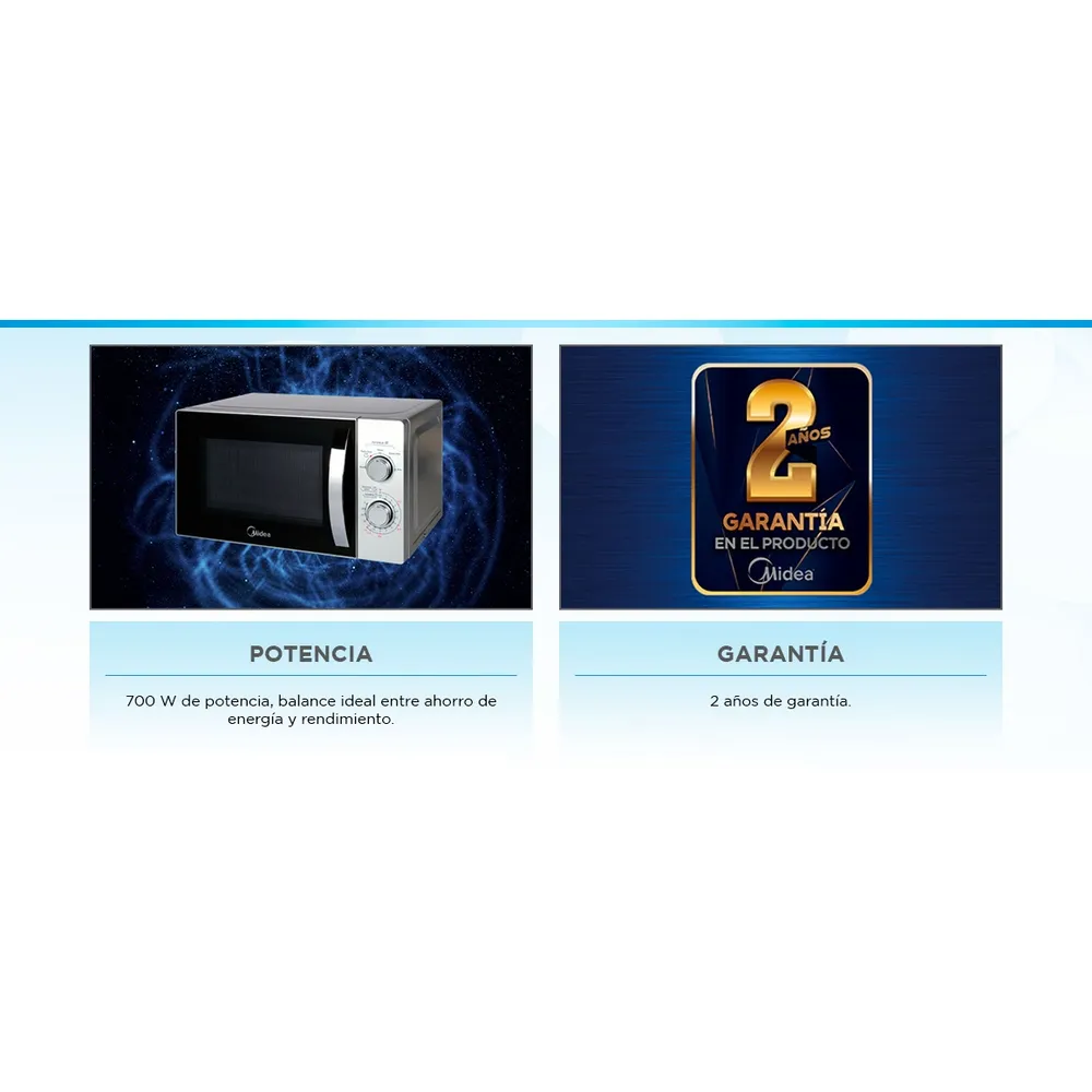 Microondas Mecánico 20 Litros 1050-700W - Blanco, foto 11