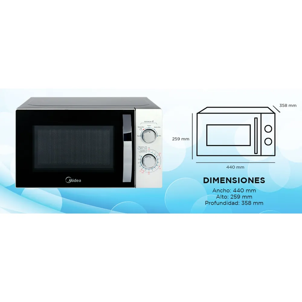 Microondas Mecánico 20 Litros 1050-700W - Blanco, foto 12