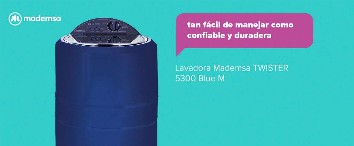 Lavadora Mademsa Semiautomatica Twister 5300 Blue M
