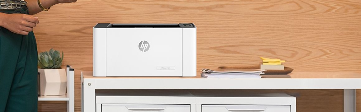 Impresora HP Laser 107a tamaño reducido y compacto