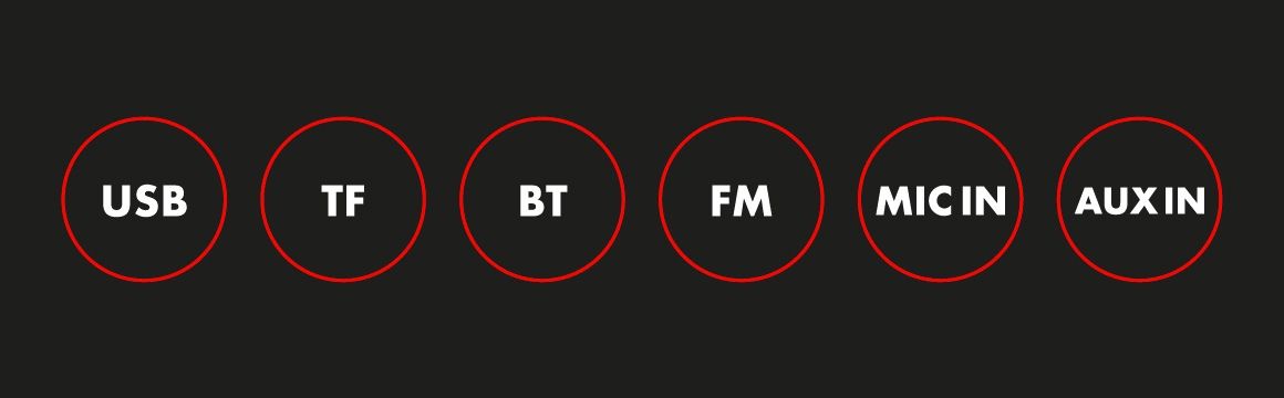 USB / Aux / TF / Bluetooth / FM /MicroSD