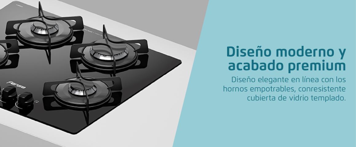Diseño moderno y acabado premium. Diseño elegante en línea con los hornos empotrables, con resistente cubierta de vidrio templado.