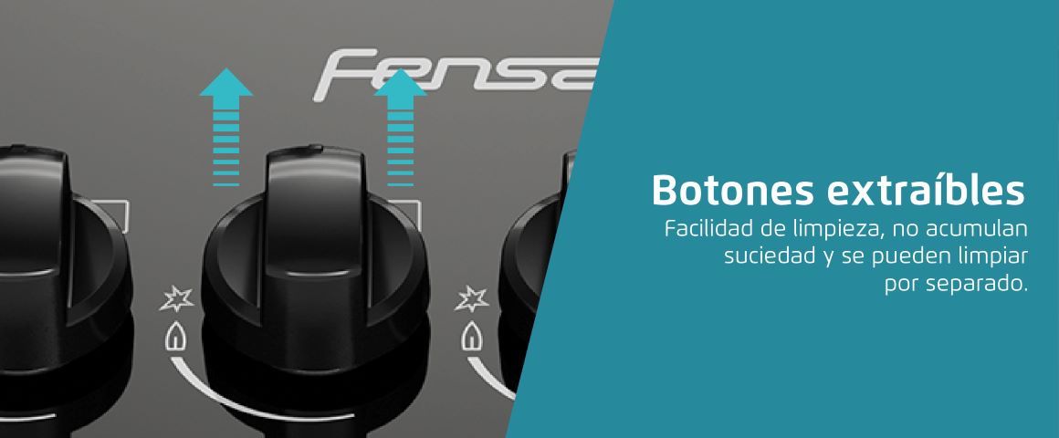 Botones extraíbles. Facilidad de limpieza, no acumulan suciedad y se pueden limpiar por separado.