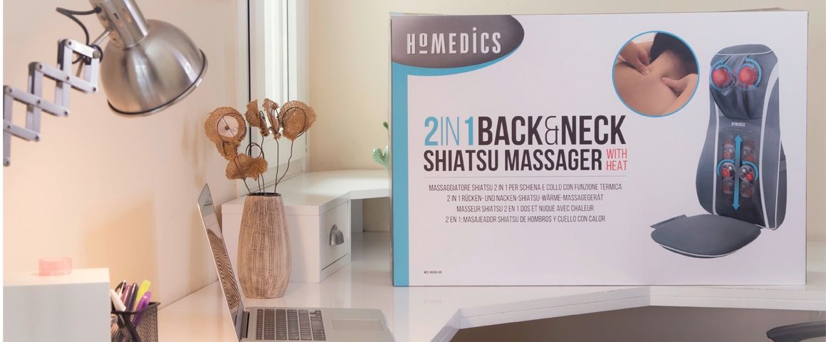 Relájate en la comodidad de tu hogar con el asiento masajeador Shiatsu de espalda completa y cuello con calor incorporado
