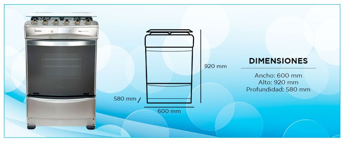 Cocina 4 quemadores Midea