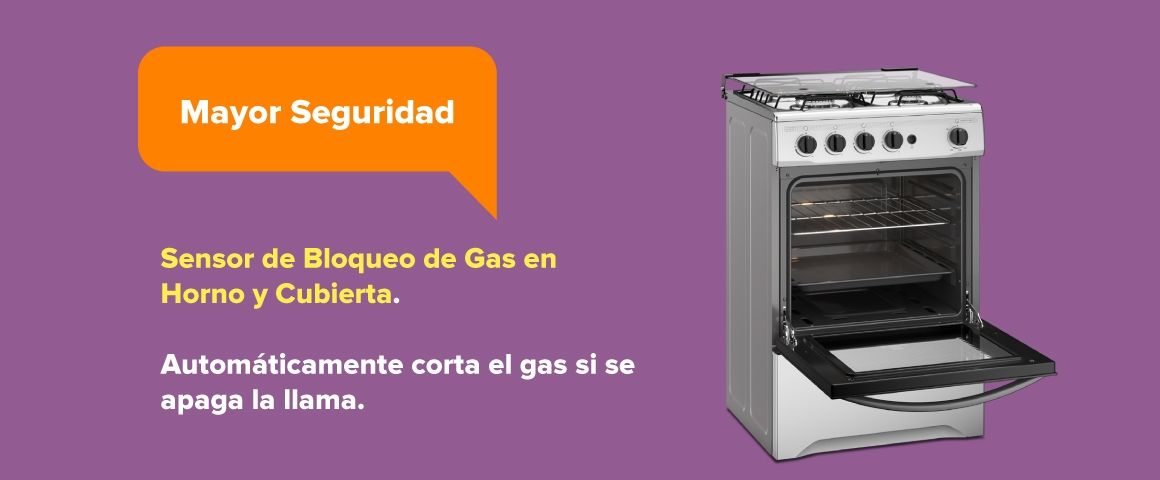 Mayor Seguridad. Sensor de bloqueo de gas en horno y cubierta