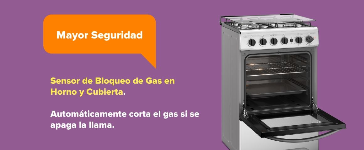 Mayor seguridad. Sensor de bloqueo de Gas en Horno y Cubierta.