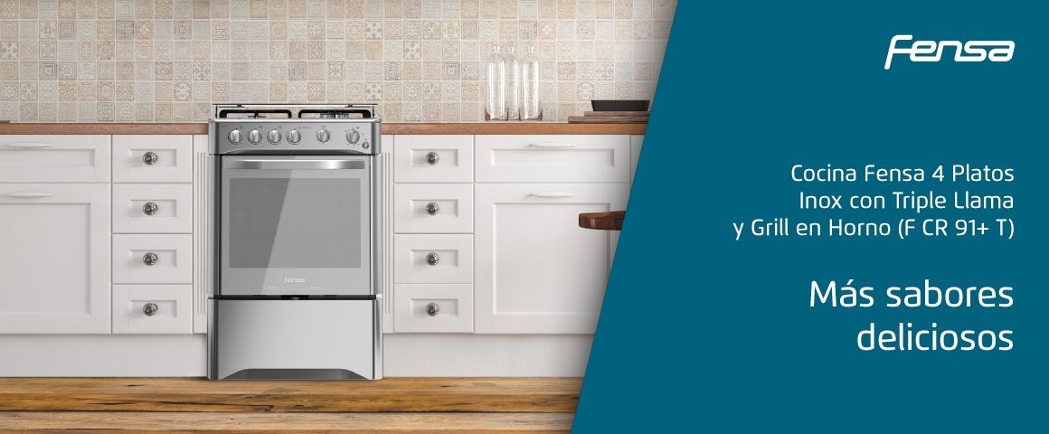 Cocina Fensa F CR 91+ T, con triple llama y grill.