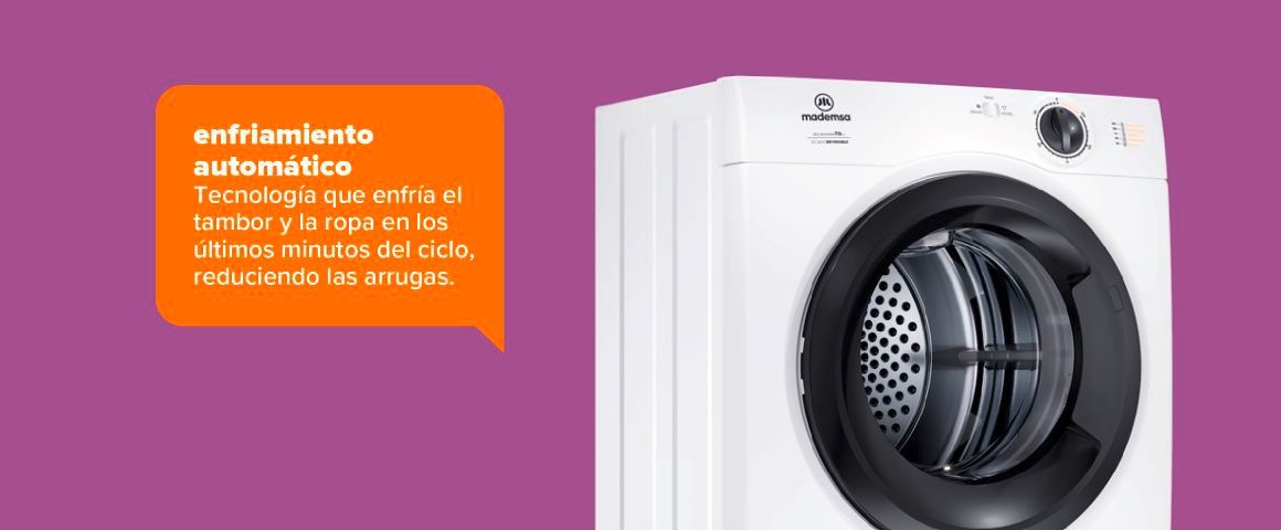 Enfriamiento automático. Tecnología que enfría el tambor y la ropa en los últimos minutos del ciclo, reduciendo las arrugas.