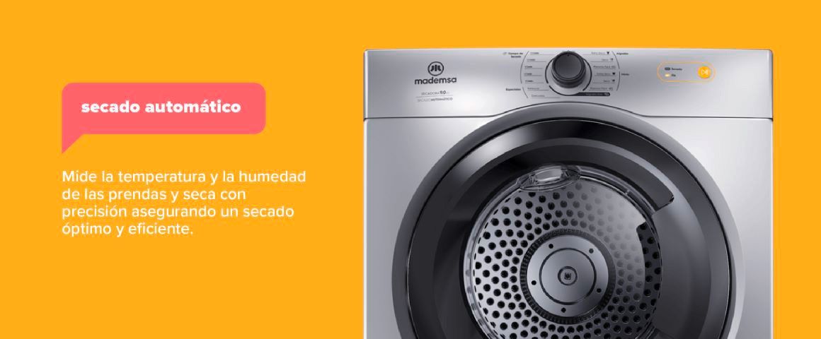 Secado automático. Mide la temperatura y la humedad de las prendas y seca con precisión asegurando un secado óptimo y eficiente