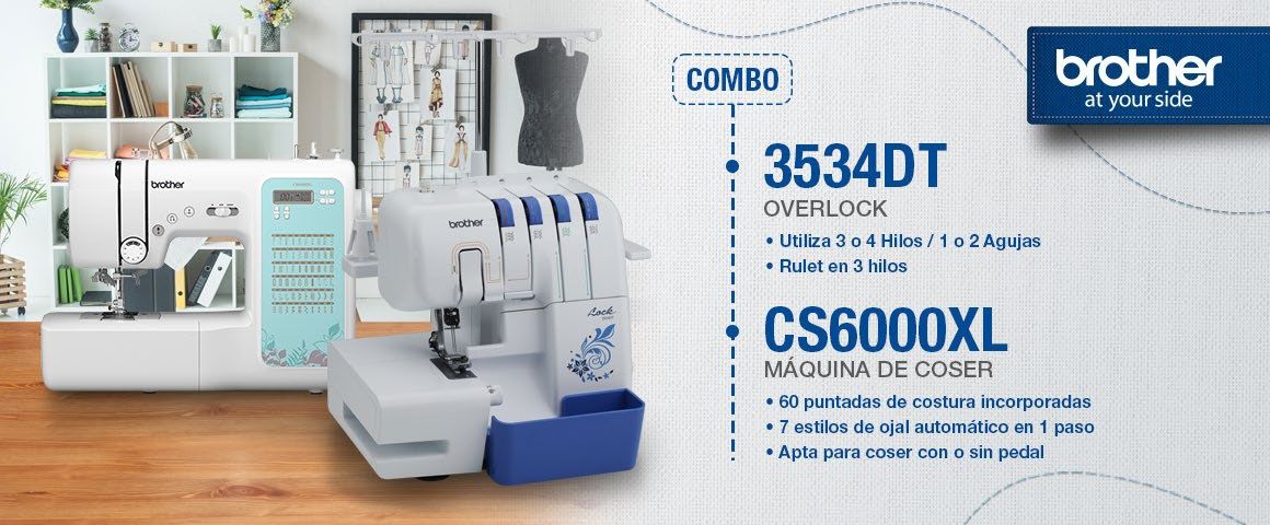 Combo Brother Maquina coser CS6000XL y Overlock 3534DT
