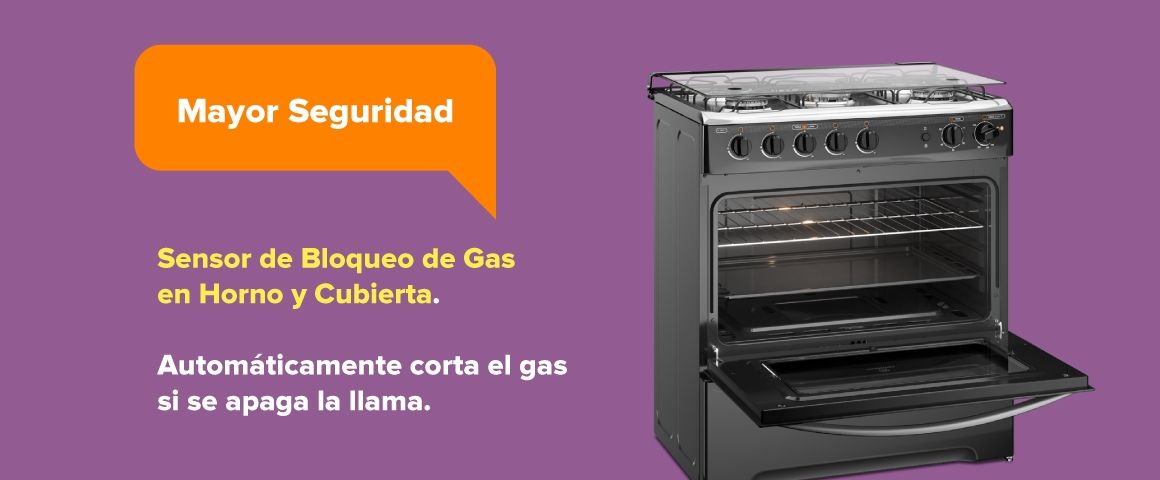 Mayor Seguridad. Sensor de bloqueo de gas en horno y cubierta