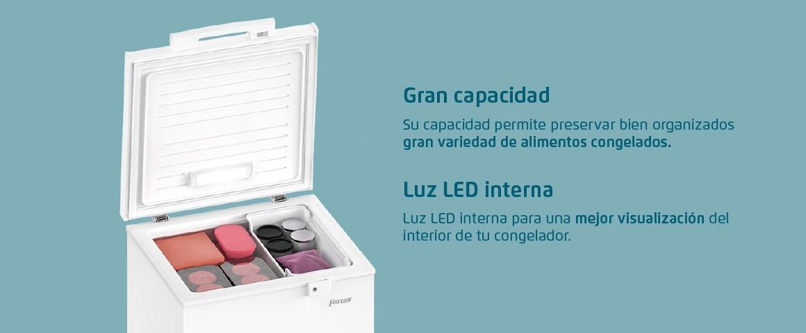 Gran capacidad interior. Y luz LED interna