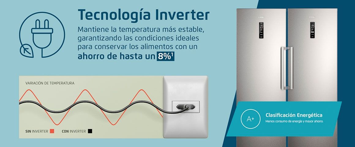 Tecnología Inverter. Mantiene la temperatura más estable, garantizando las condiciones ideales para conservar los alimentos con un ahorro de hasta 35%.  En cuanto al mínimo de la clasificación A.