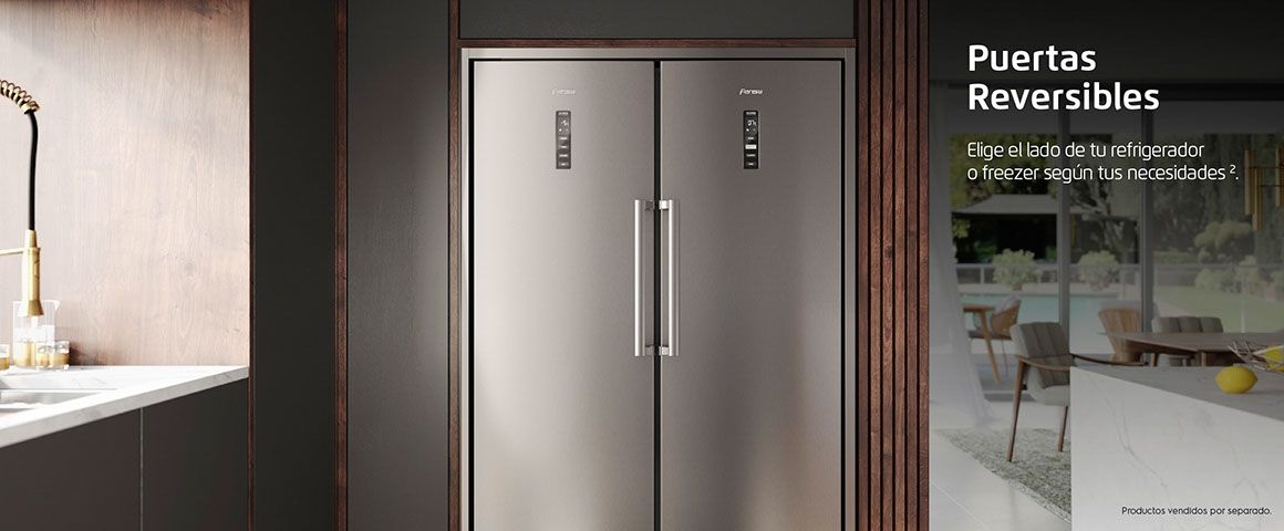 Puertas Reversibles. Elige el lado de tu refrigerador o freezer según tus necesidades. Consulta el manual de instalación.