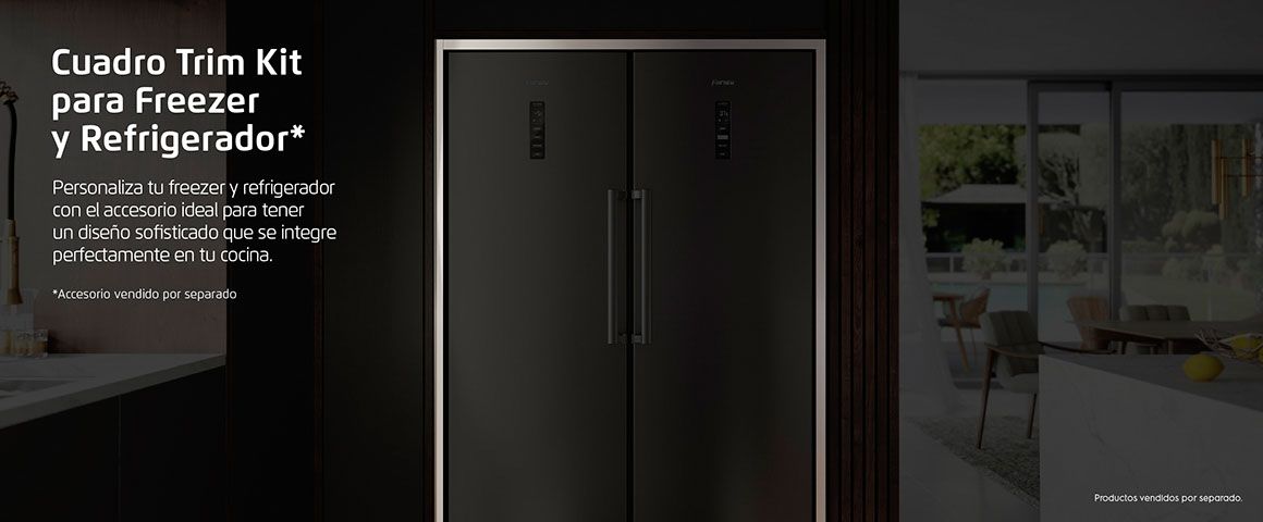 Cuadro Trim Kit para Freezer y Refrigerador. Personaliza tu freezer y refrigerador con el accesorio ideal para tener un diseño sofisticado que se integre perfectamente en tu cocina. Accesorio se vende por separado.