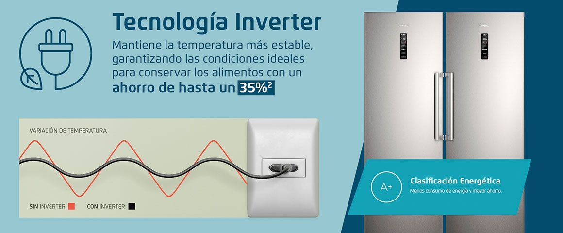 Tecnología Inverter. Mantiene la temperatura más estable, garantizando las condiciones ideales para conservar los alimentos con un ahorro de hasta 35%.  En cuanto al mínimo de la clasificación A.