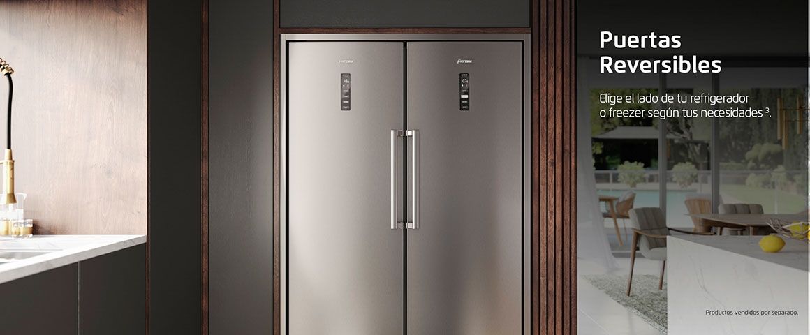 Puertas Reversibles. Elige el lado de tu refrigerador o freezer según tus necesidades. Consulta el manual de instalación.