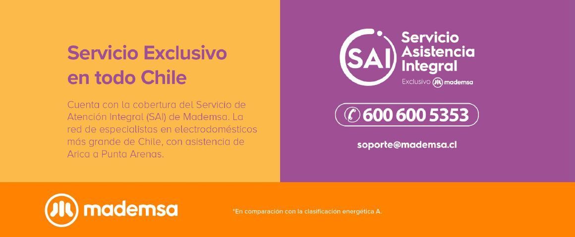 Servicio Asistencial Integral. Cuenta con la cobertura del Servicio de Atención Integral (SAI) de Mademsa. La red de especialistas en electrodomésticos más grande de Chile, con asistencia de Arica a Punta Arenas.