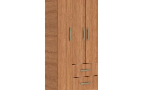 Closet 3 puertas, 2 cajones color Miel