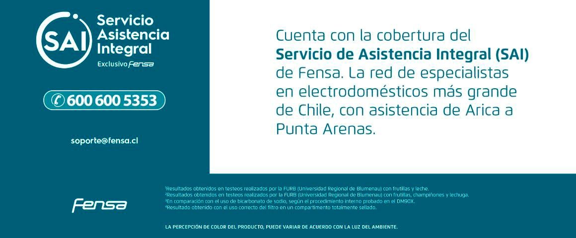 Servicio de Asistencia Integral . Cuenta con la cobertura del Servicio de Asistencia Integral (SAI) de Fensa. La red de especialistas en electrodomésticos más grande de Chile, con asistencia de Arica a Punta Arenas. 