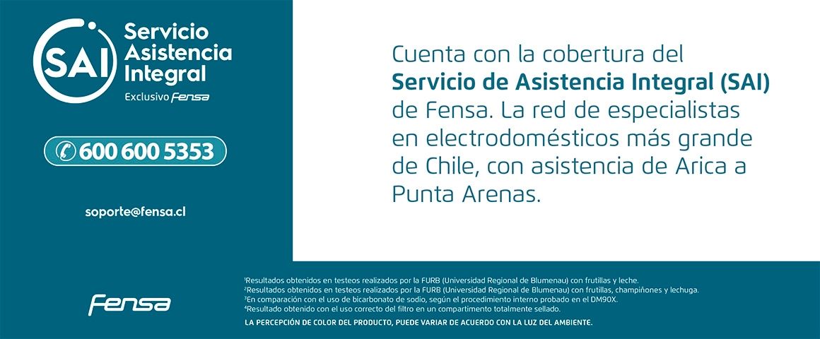 Servicio de Asistencia Integral (SAI) 600 600 5353 soporte@fensa.cl . Cuenta con la cobertura del Servicio de Asistencia Integral (SAI) de Fensa. La red de especialistas en electrodomésticos más grande de Chile, con asistencia de Arica a Punta Arenas. 