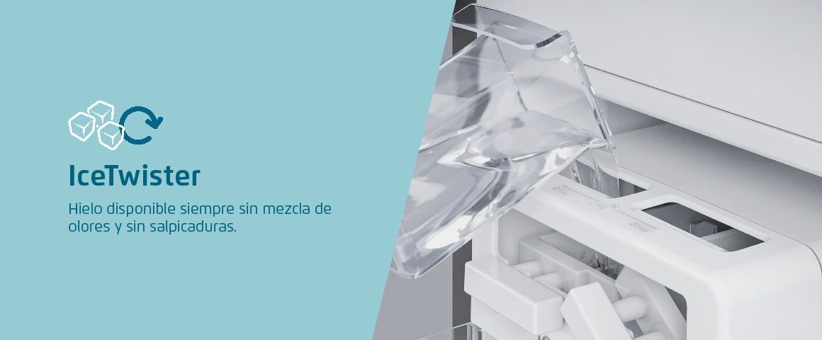 IceTwister. Hielo disponible siempre sin mezcla de olores y sin salpicaduras.