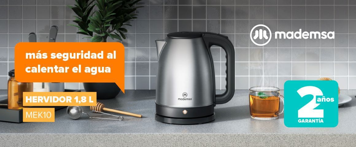 Hervidor 1,8 L MEK10. Más seguridad al calentar el agua.