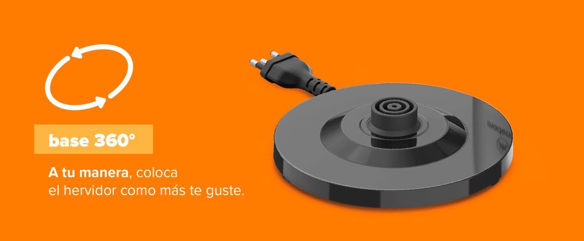 Base 360°. A tu manera, coloca el hervidor como más te guste.