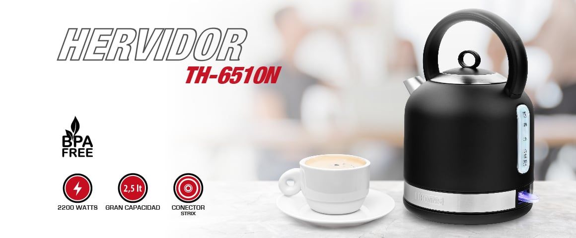 Hervidor Negro Mate 2.5 lts TH-6510N