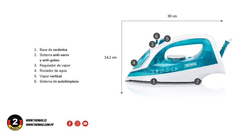 Plancha Vapor Vertical TH-7055