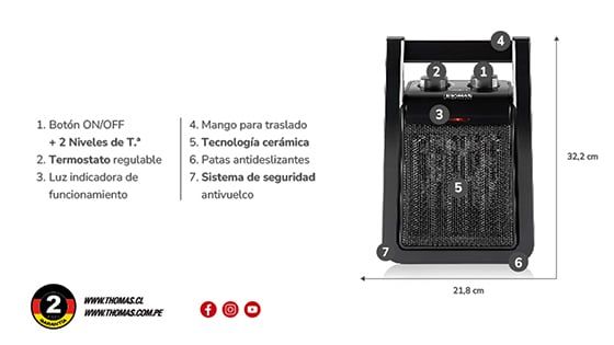 Termoventilador Cerámico Thomas TH-CH38