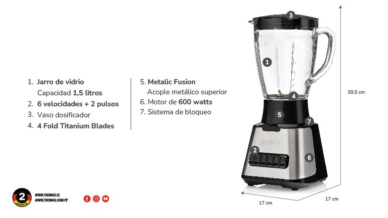 Licuadora 6 velocidades 1,5lts TH-410Vi
