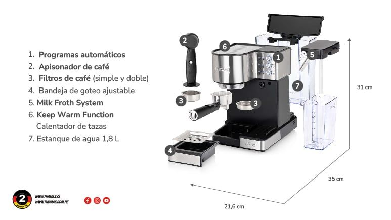 Cafetera Expresso LatteKaffee TH-160DELi