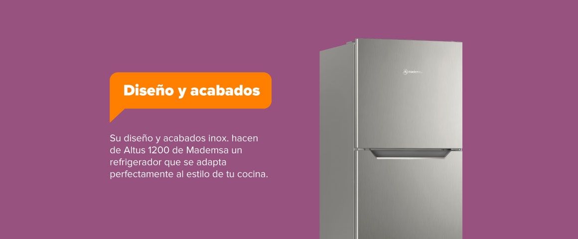 Diseño y acabados. Su diseño y acabados inox. Hacen de Altus 1200 de Mademsa un refrigerador que se adapta perfectamente al estilo de tu cocina