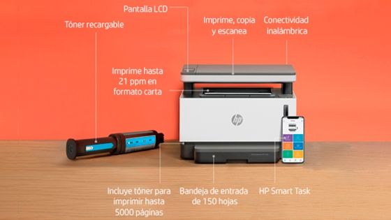 Multifuncional HP Neverstop Laser 1200w - Cargas de hasta 2,000 páginas