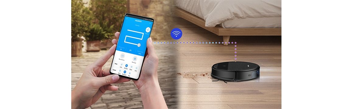 Aspiradora y trapeadora 2 en 1 con diseño delgado y control Wi-Fi