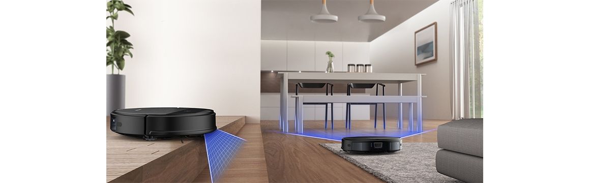 Aspiradora y trapeadora 2 en 1 con diseño delgado y control Wi-Fi