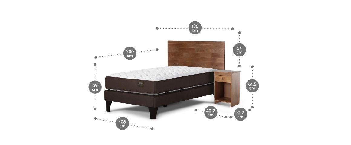 CAMA ERGO T NEW 1.05 X 2.00 MUEBLES TABOR CARAMELO 