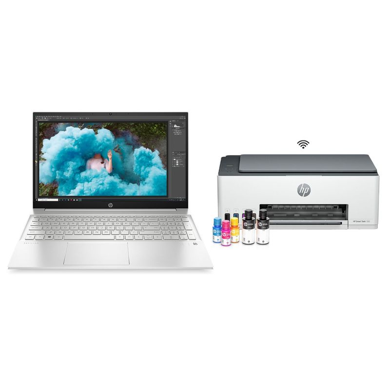 HP - Notebook Pavilion 15-EG0503LA Intel Core i5 4 Núcleos 8GB RAM 512GB SSD 15,6" Full HD Wi-Fi 6 HP + Impresora HP Multifuncional Smart Tank 580