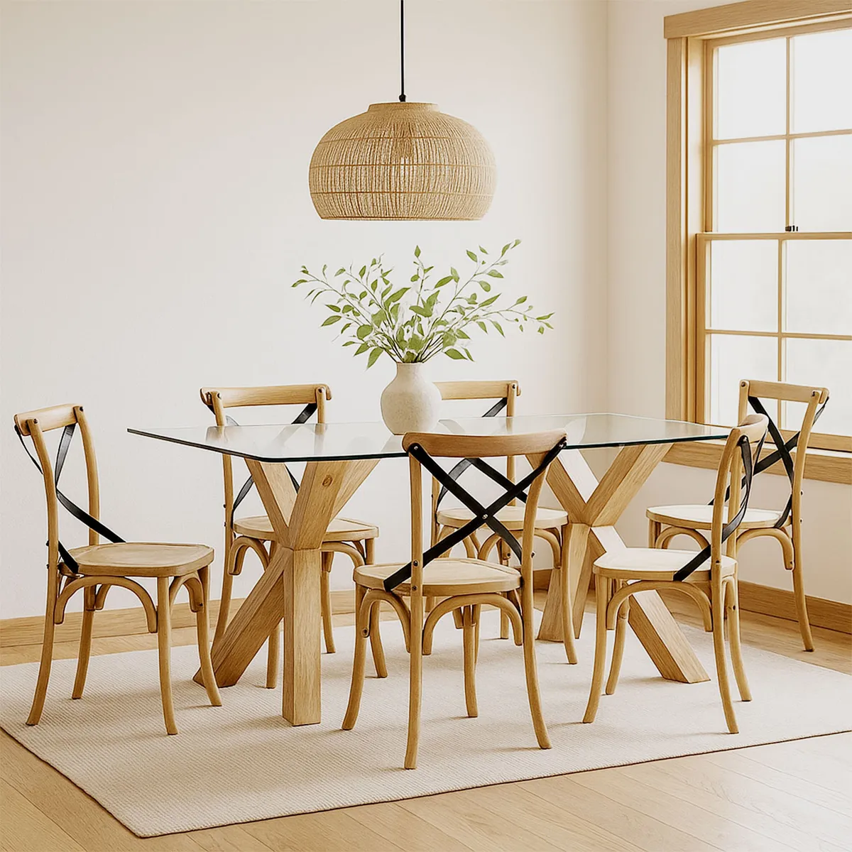 ROBERTA ALLEN - Juego de Comedor Riviera Vidrio 6 Sillas