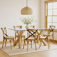 ROBERTA ALLEN - Juego de Comedor Riviera Vidrio 6 Sillas