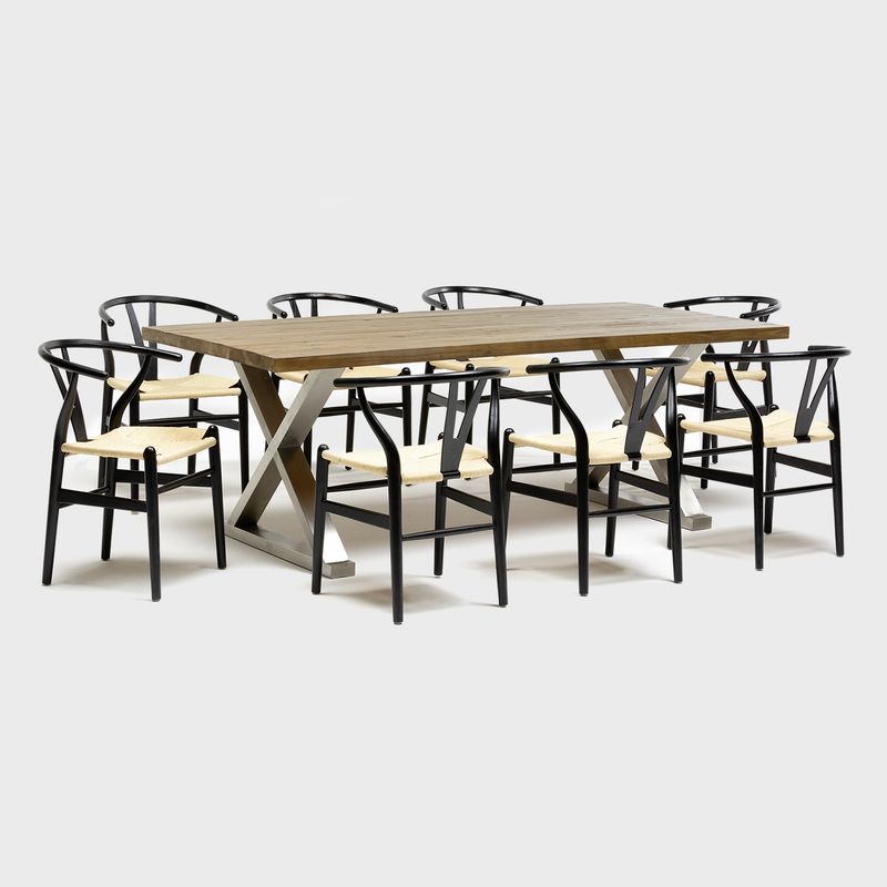 BASEMENT HOME - Juego de Comedor Pollock 8 Sillas Negro