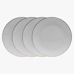 FLORENCIA - Set 4 Platos Ensalada/Postre 22 cm Borde Dorado