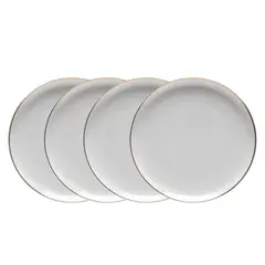 FLORENCIA - Set 4 Platos Pan 17 cm Borde Dorado