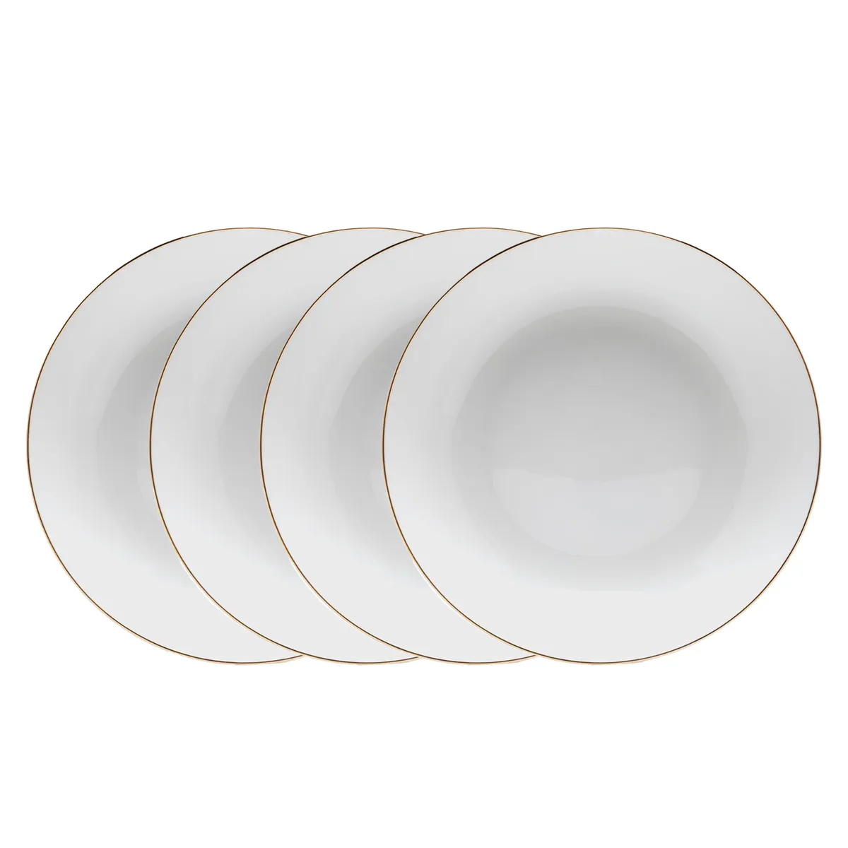 FLORENCIA - Set 4 Platos Sopa 22 cm Borde Dorado Florencia