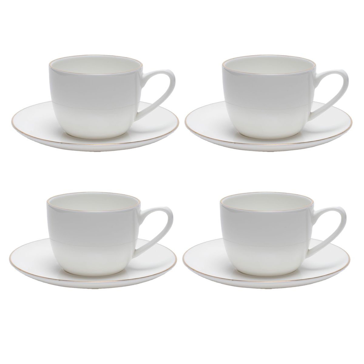 FLORENCIA - Set 4 Tazas Té con plato Borde Dorado Florencia
