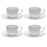 Set 4 Tazas Té con plato Borde Dorado